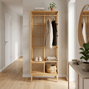 Armadio Aperto Vemb per Guardaroba 185x80x45 cm Porta Abiti in Bambù color Naturale [en.casa]