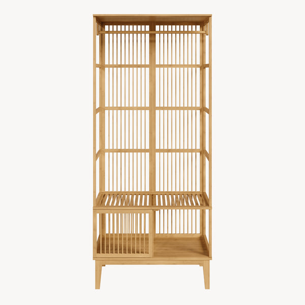 Armadio Aperto Vemb per Guardaroba 185x80x45 cm Porta Abiti in Bambù color Naturale [en.casa]