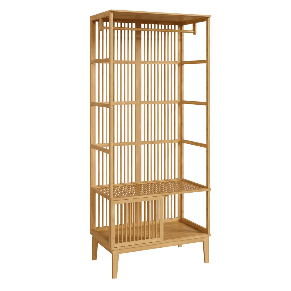 Armadio Aperto Vemb per Guardaroba 185x80x45 cm Porta Abiti in Bambù color Naturale [en.casa]