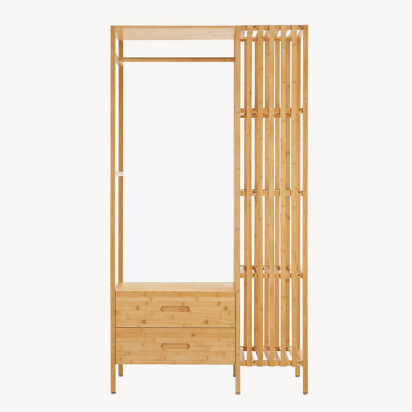 Stand Appendiabiti Varanger Armadio Aperto Guardaroba 185x100x45 cm - Bambù Naturale [en.casa] 