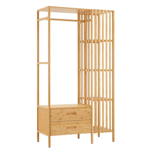 Stand Appendiabiti Varanger Armadio Aperto Guardaroba 185x100x45 cm - Bambù Naturale [en.casa] 