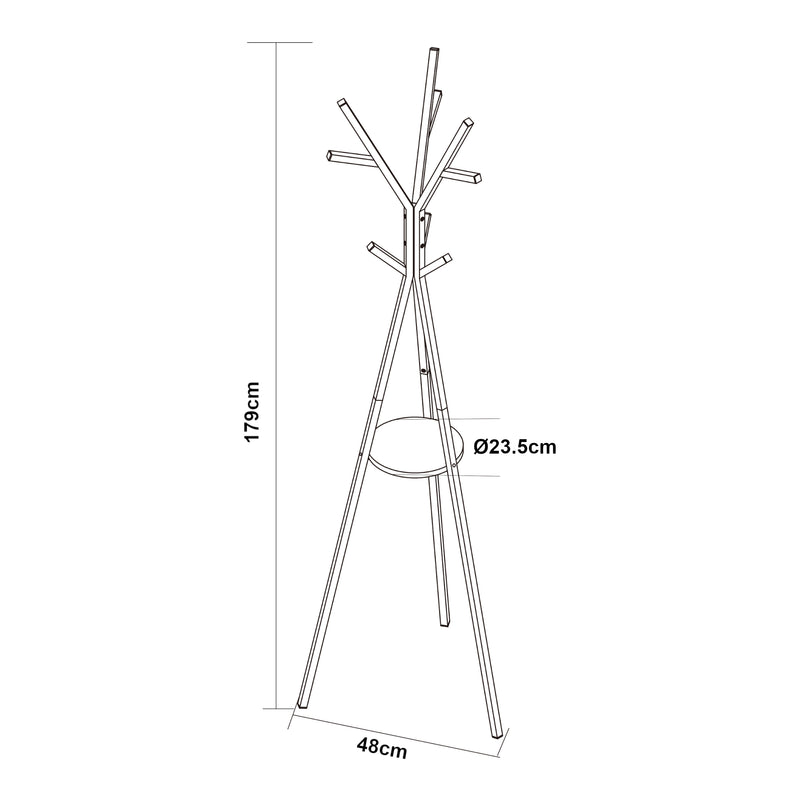 Schizzo in scala Appendiabiti da Terra Edet con Ripiano in Metallo Altezza 179 cm [en.casa]
