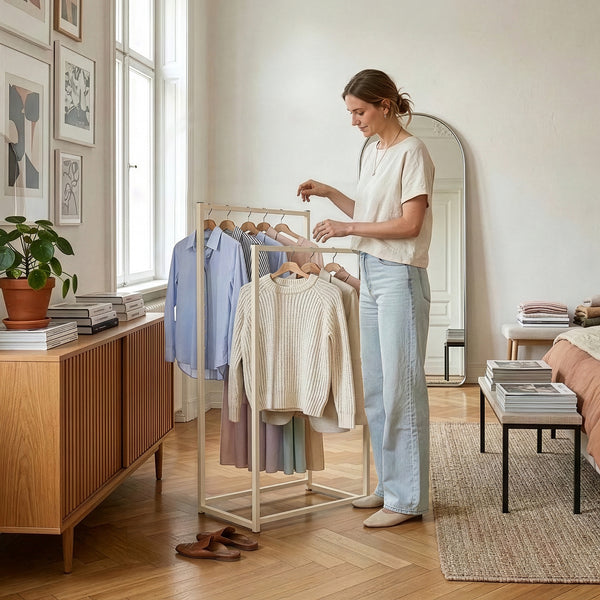 Stand Appendiabiti Holtalen con 2 Barre Organizzatore Guardaroba [en.casa]