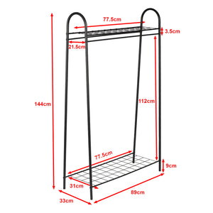 Stand Appendiabiti 'Hvorslev' Organizzatore con Barra Porta Abiti e 1-2 Ripiani Allestimento per Guardaroba Teatro Negozio di Abbigliamento - Struttura in Metallo [en.casa] 