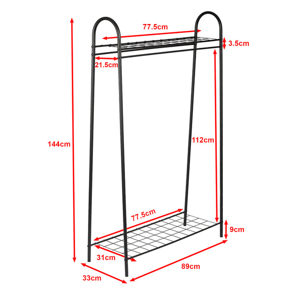 Stand Appendiabiti 'Hvorslev' Organizzatore con Barra Porta Abiti e 1-2 Ripiani Allestimento per Guardaroba Teatro Negozio di Abbigliamento - Struttura in Metallo [en.casa] 