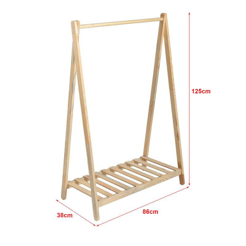 Schizzo in scala Stand Appendiabiti 'Ledøje' Organizzatore Guardaroba con Barra Porta Abiti e Ripiano Struttura in Legno di Pino [en.casa]