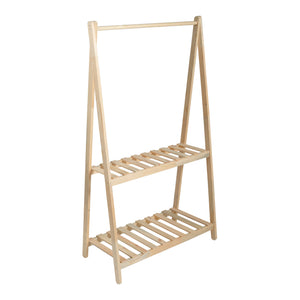 Stand Appendiabiti 'Ledøje' Organizzatore Guardaroba con Barra Porta Abiti e 2 Ripiani Struttura in Legno di Pino