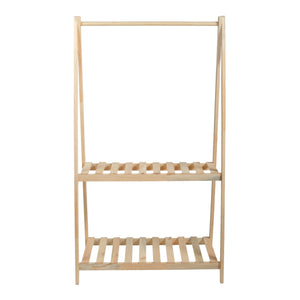 Stand Appendiabiti 'Ledøje' Organizzatore Guardaroba con Barra Porta Abiti e 2 Ripiani Struttura in Legno di Pino