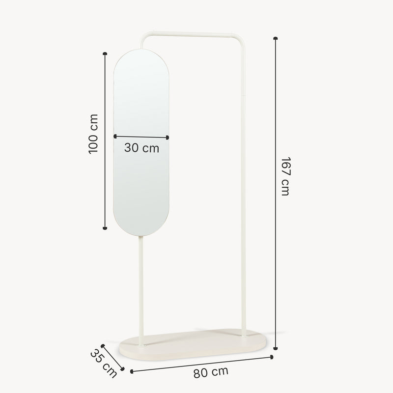 Schizzo in scala Stand Appendiabiti Vamn con Specchio Girevole 167 x 80 x 35 cm [en.casa]