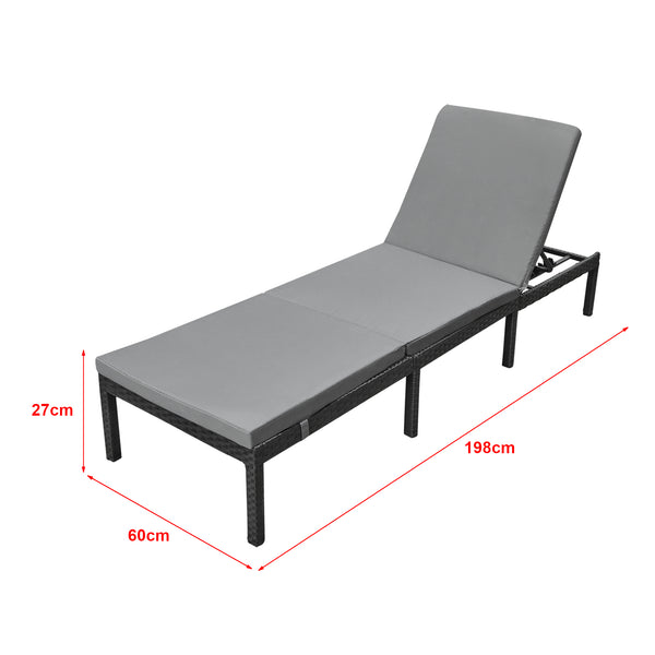 Sdraio da giardino Cartes con schienale regolabile Polyrattan vari colori en.casa