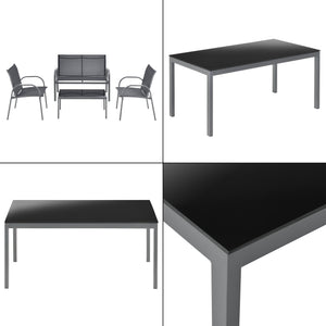 Set di Mobili da Giardino Fino a 4 Posti di Seduta Arredo Esterno Set Composto di 1 Divano e 2 Sedie con Braccioli e 1 Tavolino Basso con Piano in Vetro - Vari Colori
