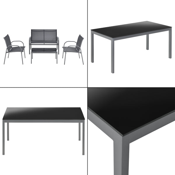 Set di Mobili da Giardino Fino a 4 Posti di Seduta Arredo Esterno Set Composto di 1 Divano e 2 Sedie con Braccioli e 1 Tavolino Basso con Piano in Vetro - Vari Colori