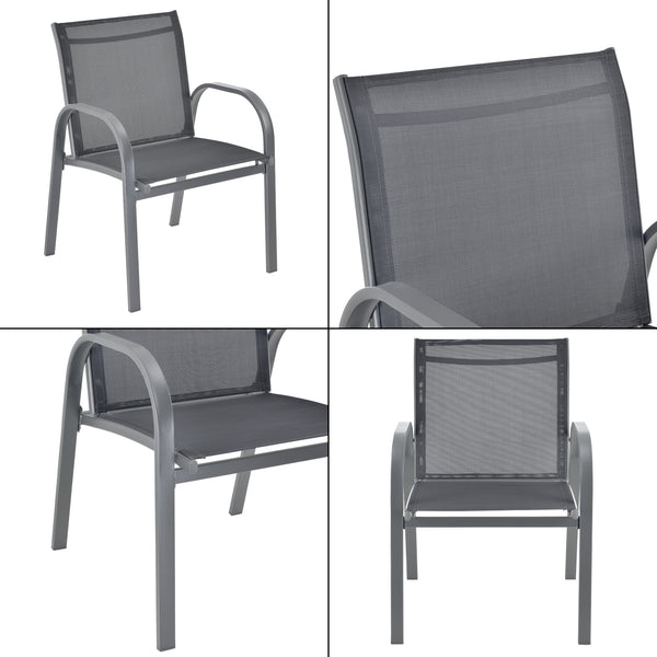 Set di Mobili da Giardino Fino a 4 Posti di Seduta Arredo Esterno Set Composto di 1 Divano e 2 Sedie con Braccioli e 1 Tavolino Basso con Piano in Vetro - Vari Colori
