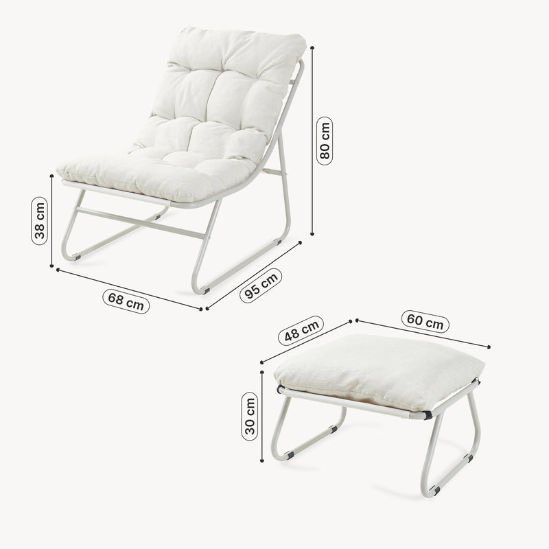 Schizzo in scala Set Malmö di 2 Mobili da Giardino Poltrona e Poggiapiedi con Cuscino casa.pro