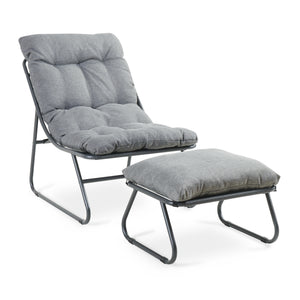 Set Malmö di 2 Mobili da Giardino Poltrona e Poggiapiedi con Cuscino casa.pro