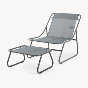 Set Malmö di 2 Mobili da Giardino Poltrona e Poggiapiedi con Cuscino casa.pro