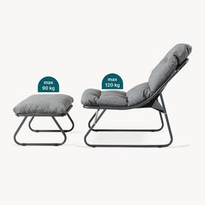 Set Malmö di 2 Mobili da Giardino Poltrona e Poggiapiedi con Cuscino casa.pro