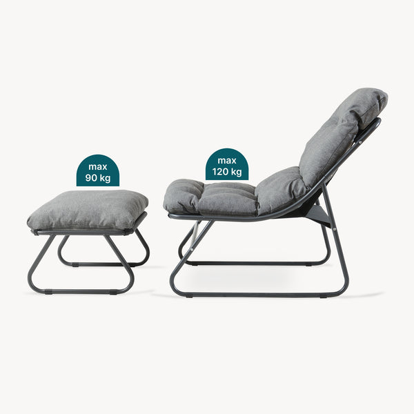 Set Malmö di 2 Mobili da Giardino Poltrona e Poggiapiedi con Cuscino casa.pro