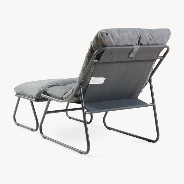 Set Malmö di 2 Mobili da Giardino Poltrona e Poggiapiedi con Cuscino casa.pro
