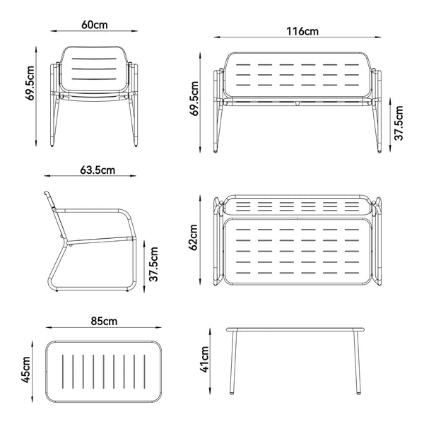 Set di mobili da giardino Andria acciaio [casa.pro]