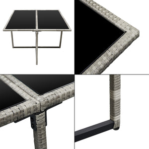 Set Mobili da Giardino/Terrazza Set Salottino Salvaspazio Composto di 1 Tavolo con Piano in Vetro, 4 Poltrone e 4 Pouf Arredo in Polyrattan per Uso Esterno con Cuscini - Vari Colori