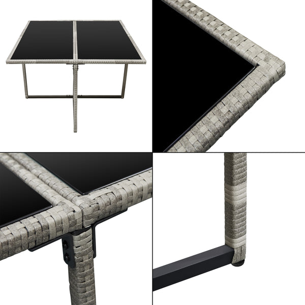 Set Mobili da Giardino/Terrazza Set Salottino Salvaspazio Composto di 1 Tavolo con Piano in Vetro, 4 Poltrone e 4 Pouf Arredo in Polyrattan per Uso Esterno con Cuscini - Vari Colori