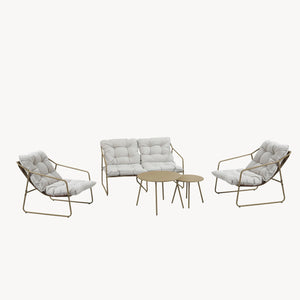 Set di 5 Mobili da Giardino Kivanta 2 Tavolini Rotondi 2 Poltrone e Divano [en.casa]