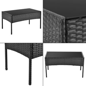 Set Salottino per Uso Esterno Mobili da Giardino/Terrazza Arredo in Polyrattan con Cuscini Set Composto di Tavolo con Piano in Vetro, Divano a 2 Posti e 2 Poltrone - Vari Colori  