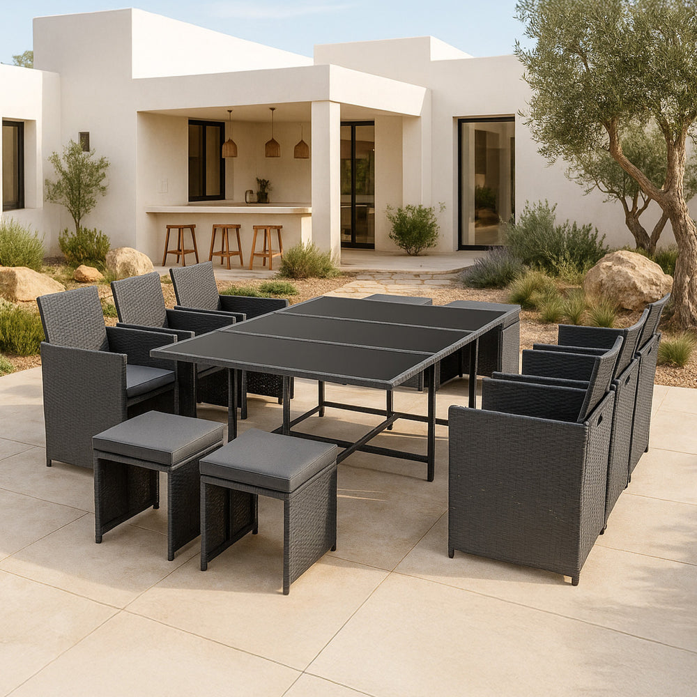 Set salotto in polyrattan Laredo XL vari colori [en.casa] - premiumXL