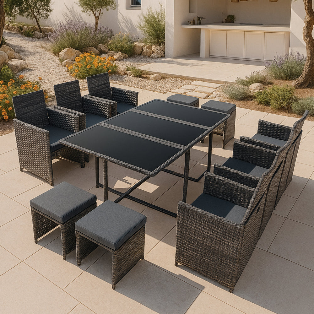 Set salotto in polyrattan Laredo XL vari colori [en.casa] - premiumXL