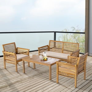 Set di mobili da giardino Candela 4 pz. legno di acacia color legno [casa.pro] - premiumXL