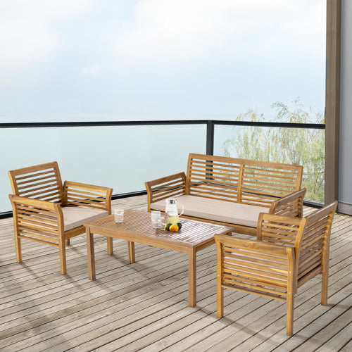 Set di mobili da giardino Candela 4 pz. legno di acacia color legno [casa.pro] - premiumXL