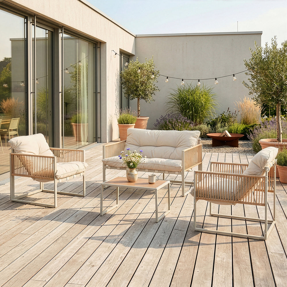 Set Salottino da Giardino Karg di 4 Mobili Tavolino Divano e 2 Poltrone casa.pro