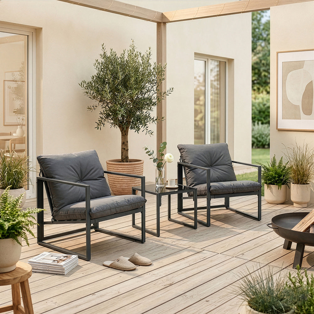 Set Salottino da Giardino Karg di 3 Mobili Tavolino e 2 Poltrone - casa.pro
