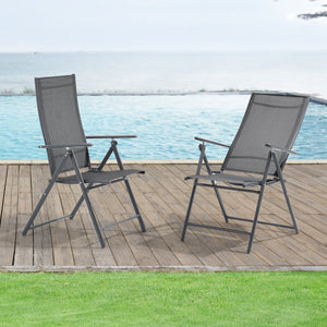 Set Kalamata di 2 Sedie Pieghevoli da Giardino con Braccioli e Schienale Reclinabile [en.casa]