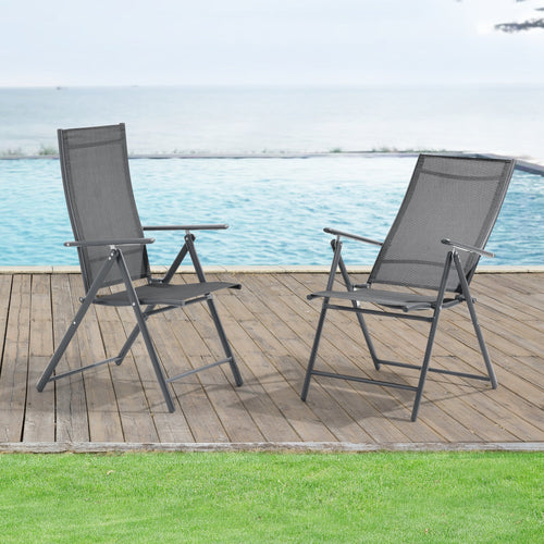 Set Kalamata di 2 Sedie Pieghevoli da Giardino con Braccioli e Schienale Reclinabile [en.casa]