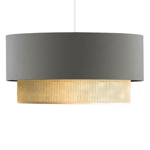 Lampada a Sospensione 'Loughborough' Lampada da Soffitto con Paralume a Doppio Cilindro Lampadario con Abat-jour in Tessuto - Vari Colori - lux.pro 