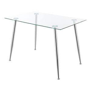 Tavolo da Pranzo Hyrynsalmi Piano Rettangolare in Vetro 110 x 70 cm Gambe in Acciaio - Vari colori [en.casa]