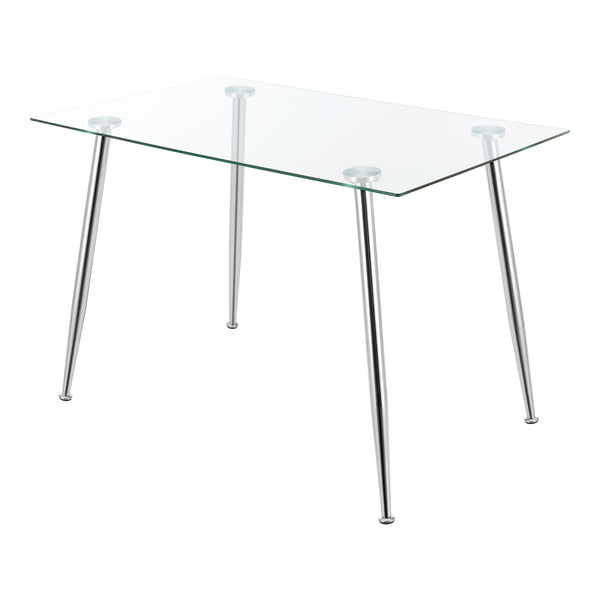 Tavolo da Pranzo Hyrynsalmi Piano Rettangolare in Vetro 110 x 70 cm Gambe in Acciaio - Vari colori [en.casa]