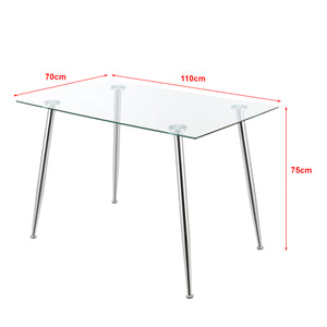 Tavolo da Pranzo Hyrynsalmi Piano Rettangolare in Vetro 110 x 70 cm Gambe in Acciaio - Vari colori [en.casa]