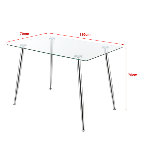 Tavolo da Pranzo Hyrynsalmi Piano Rettangolare in Vetro 110 x 70 cm Gambe in Acciaio - Vari colori [en.casa]