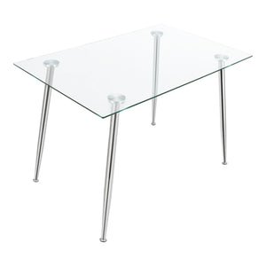 Tavolo da Pranzo Hyrynsalmi Piano Rettangolare in Vetro 110 x 70 cm Gambe in Acciaio - Vari colori [en.casa]