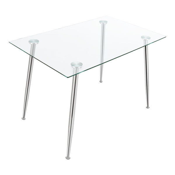 Tavolo da Pranzo Hyrynsalmi Piano Rettangolare in Vetro 110 x 70 cm Gambe in Acciaio - Vari colori [en.casa]