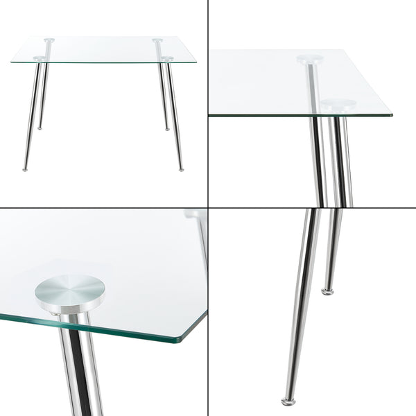 Tavolo da Pranzo Hyrynsalmi Piano Rettangolare in Vetro 110 x 70 cm Gambe in Acciaio - Vari colori [en.casa]