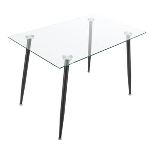 Tavolo da Pranzo Hyrynsalmi Piano Rettangolare in Vetro 110 x 70 cm Gambe in Acciaio - Vari colori [en.casa]