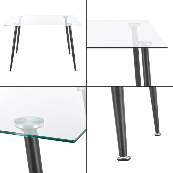 Tavolo da Pranzo Hyrynsalmi Piano Rettangolare in Vetro 110 x 70 cm Gambe in Acciaio - Vari colori [en.casa]