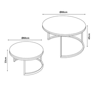 Set Christchurch di Tavolini Sovrapponbili con Piani Rotondi [en.casa] 