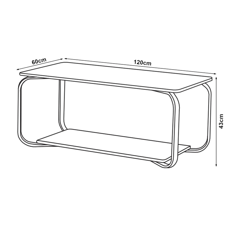 Schizzo in scala Tavolino Centrale da Salotto Kolta con Ripiano 120x60x43 cm [en.casa]