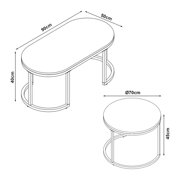Tavolino Oppeerg set da 2 [en.casa]