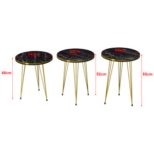 Set 'Ry' di 3 Tavolini Bassi da Salotto Tavolini in Altezze Diverse Gambe a Forcina e Piano Rotondo - Vari Colori [en.casa]